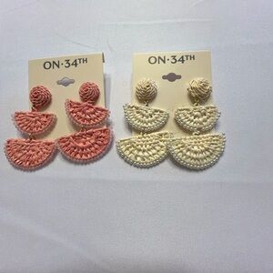 Bohemian Pink and Cream Textured Earrings